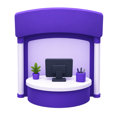 3D illustration of a Lodago trade show booth