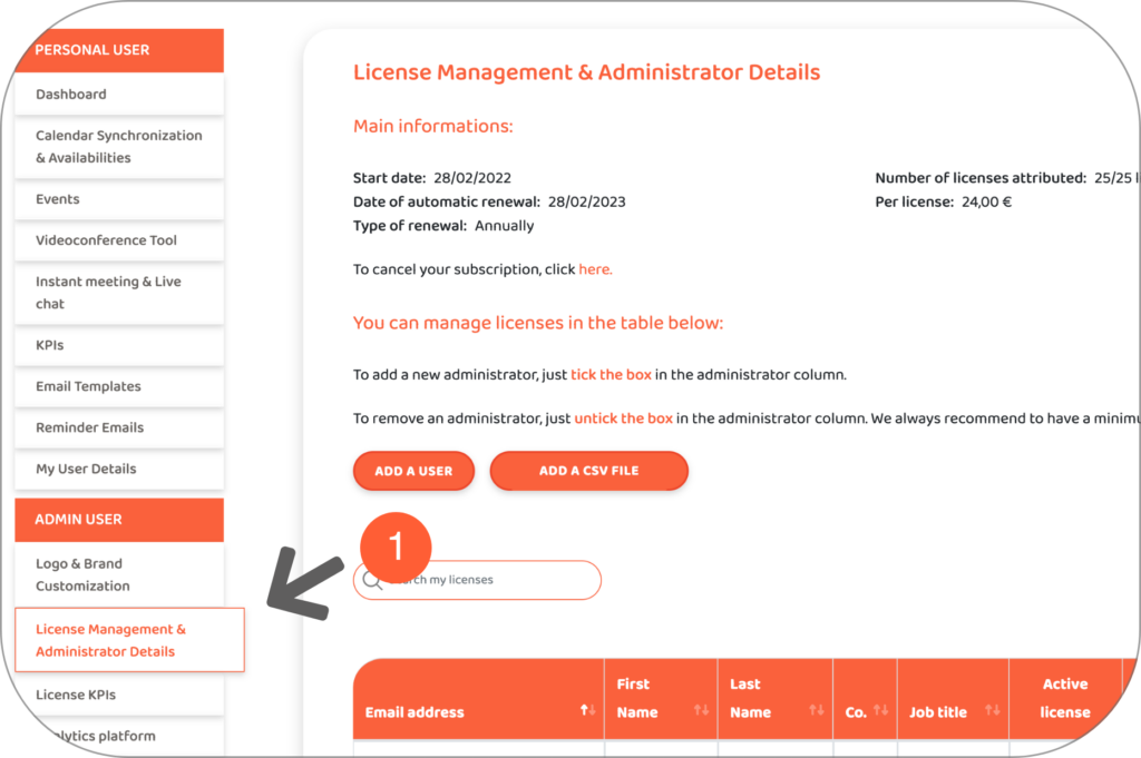 1 - Software administrator license