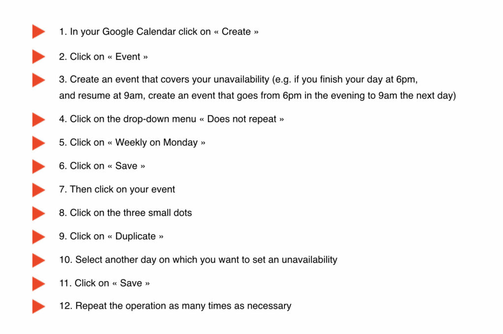 Google calendar instructions