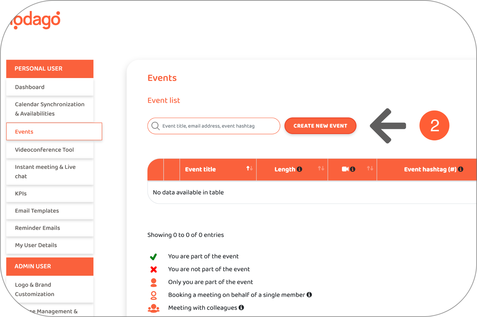 crm set up - create an event