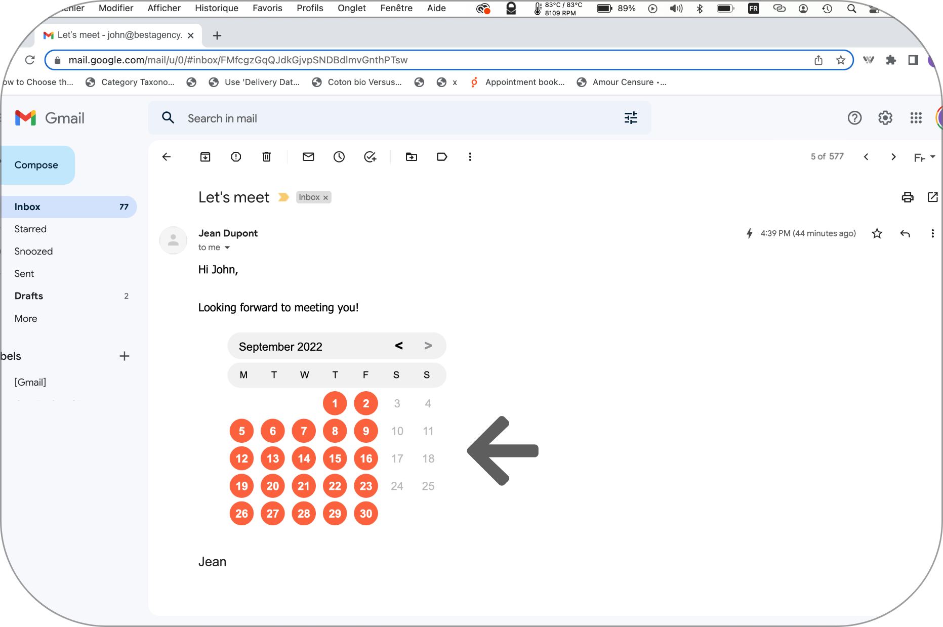 Software set up - Embedded calendar