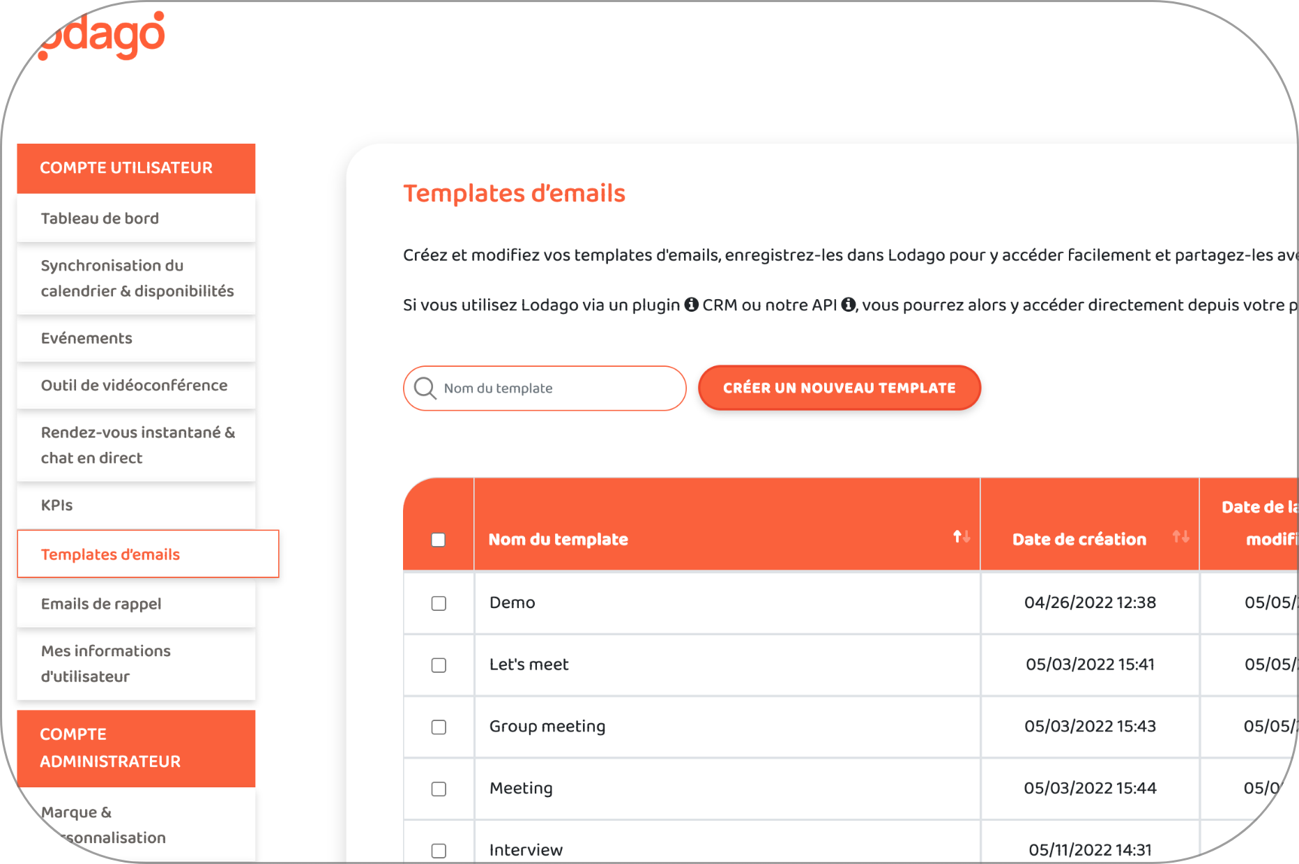 Scheduling software - Email templates