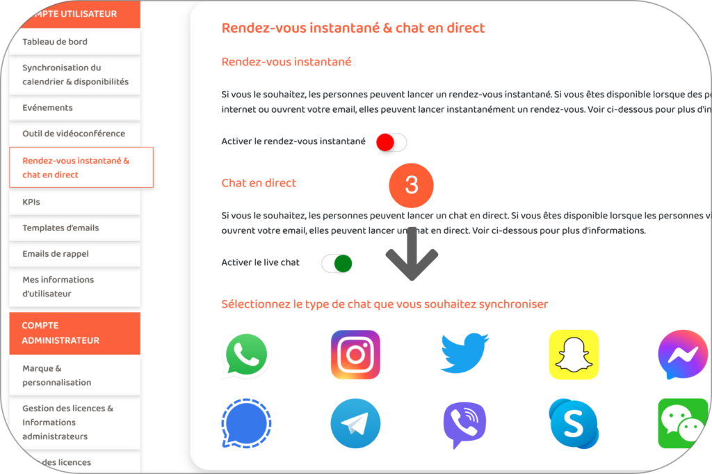 3 - activer live chat